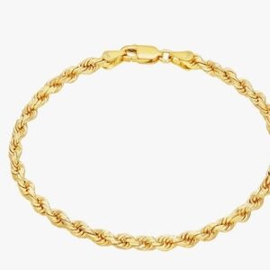 14k Yellow Gold 3mm Rope Diamond Cut Bracelet (8")